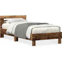 vidaXL Bedframe met hoofdeinde Oudhout 90 x 190 cm Bewerkt hout