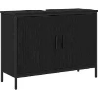 vidaXL Wastafel kabinet voor de badkamer Zwart Eiken 80 x 30 x 60 cm