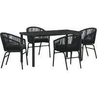 vidaXL Tuin Eettafel Set 5 st Zwart Gepoedercoat staal