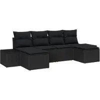 vidaXL Tuinbank Set 4 st Zwart poly rattan