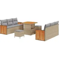 vidaXL Tuinset, 11 stuks, 8 zitplaatsen, beige en lichtgrijs