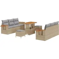 vidaXL Tuinbank Set 11 st 8-Aantal zitplaatsen Beige en Lichtgrijs