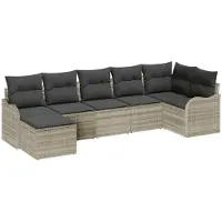 vidaXL Tuinbank Set 7 st Lichtgrijs poly rattan