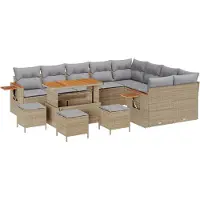 vidaXL Tuinbank Set 14 st 10-Aantal zitplaatsen Beige en Lichtgrijs