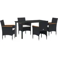 vidaXL Tuin Eettafel Set 5 st Zwart poly rattan