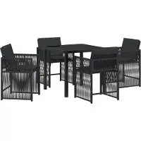 vidaXL Tuin Eettafel Set 5 st Zwart poly rattan