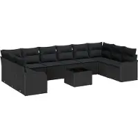vidaXL Tuinbank Set Zwart 55 x 55 x 37 cm poly rattan