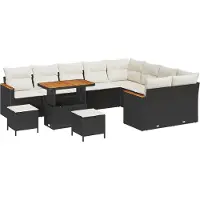 vidaXL Tuinbank Set 12 st 9-Aantal zitplaatsen Zwart Poly Riet