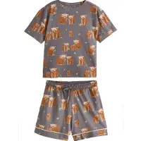 Next Korte pyjama cognac / aardetinten / groen / wit