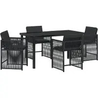vidaXL Tuin Eettafel Set 5 st Zwart poly rattan