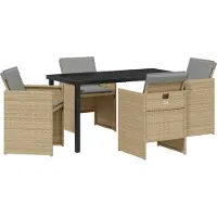vidaXL Tuin Eettafel Set 5 st Beige poly rattan