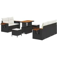 vidaXL Tuinbank Set 10 st 7-Aantal zitplaatsen Zwart en Crème