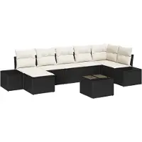 vidaXL Tuinbank Set 7 st Zwart poly rattan