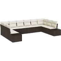 vidaXL Tuinbank Set 10 st 9-Aantal zitplaatsen Bruin en Crème