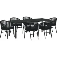 vidaXL Tuin Eettafel Set 7 st Zwart Gepoedercoat staal