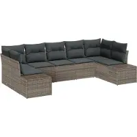 vidaXL Tuinset, 7-delig, 7 zitplaatsen, grijs, polyrotan