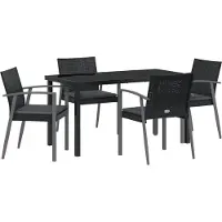 vidaXL Tuin Eettafel Set 5 st Zwart en Grijs PE Riet