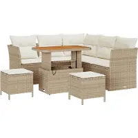vidaXL Tuinbank Set 8 st Beige poly rattan