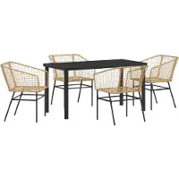 vidaXL Tuin Eettafel Set 5 st Bruin poly rattan