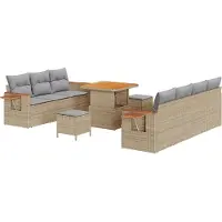 vidaXL Tuinbank Set 13 st 9-Aantal zitplaatsen Beige en Lichtgrijs