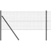 vidaXL gelast draadhek met grondbevestiging 50 x 0,6 m Grijs Mesh