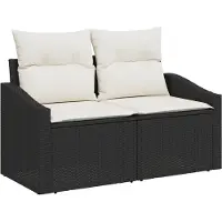 vidaXL Tuinbank met kussens, 123 x 62 x 69 cm, polyrotan