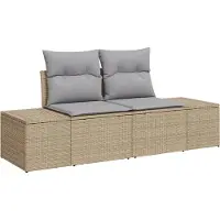 vidaXL Tuin Sofa met kussen Beige 184 x 62 x 69 cm poly rattan