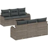 vidaXL Tuinset, 7-delig, 6 zitplaatsen, grijs
