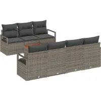 vidaXL Tuinbank Set 8 st Grijs poly rattan