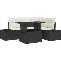 vidaXL Tuinbank Set 5 st Zwart poly rattan