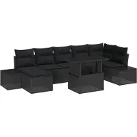 vidaXL Tuinbank Set 8 st Zwart poly rattan