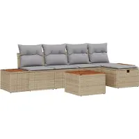 vidaXL Tuinbank Set 6 st Beige poly rattan
