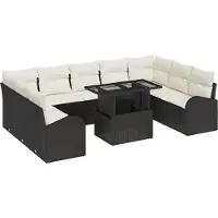 vidaXL Tuinset met 10 stukken, zwart, van polyrotan
