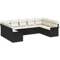 vidaXL Tuinbank Set 9 st Zwart poly rattan