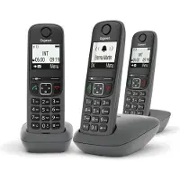 Gigaset AS490 Trio, Analoog/DECT-telefoon, Draadloos handset, Sprekenhandsfree, 100 contacten, Nummerherkenning, Zwart