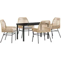 vidaXL Tuin Eettafel Set met kussen 5 pcs Bruin poly rattan