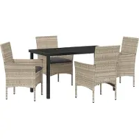 vidaXL Tuin Eettafel Set 5 st Lichtgrijs poly rattan