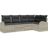 vidaXL Tuinbank Set 5 st Lichtgrijs poly rattan