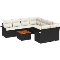 vidaXL Tuinbank Set 9 st 8-Aantal zitplaatsen Zwart en Crème