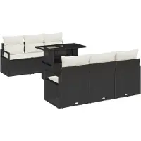 vidaXL Tuinbank Set 7 st 6-Aantal zitplaatsen Zwart en Crème