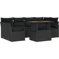vidaXL Tuinbank Set 7 st 6-Aantal zitplaatsen Zwart