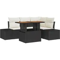 vidaXL Tuinbank Set 5 st Zwart Poly rattan