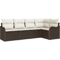 vidaXL Tuinbank Set 5 st Bruin poly rattan