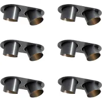 QAZQA Set van 6 inbouwspots gunmetal GU10 70mm kantelbaar 2-lichts - Installa