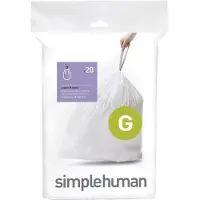Simplehuman Code G Afvalzakken - 30 liter - 20 stuks - met Trekband - Wit