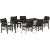 vidaXL Tuin Eettafel Set 7 st Grijs poly rattan