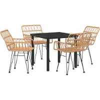 vidaXL Tuin Eettafel Set 5 pcs Bruin Gepoedercoat staal