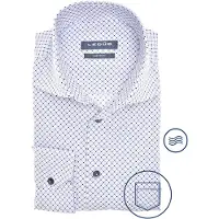 Ledub overhemd easy iron lichtblauw geprint wide spread