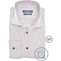 Ledub overhemd Modern Fit New wit geprint katoen easy iron