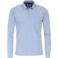 REDMOND Casual Regular Fit Poloshirt lange mouw blauw, Effen